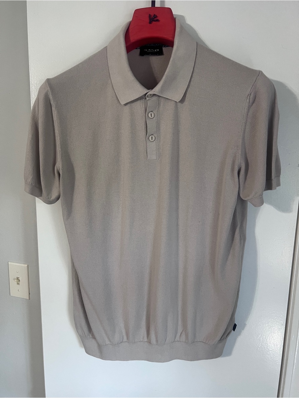 SAND Men's Short-Sleeve Polo in Light Taupe